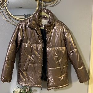 Rose gold/metallic puffer jacket